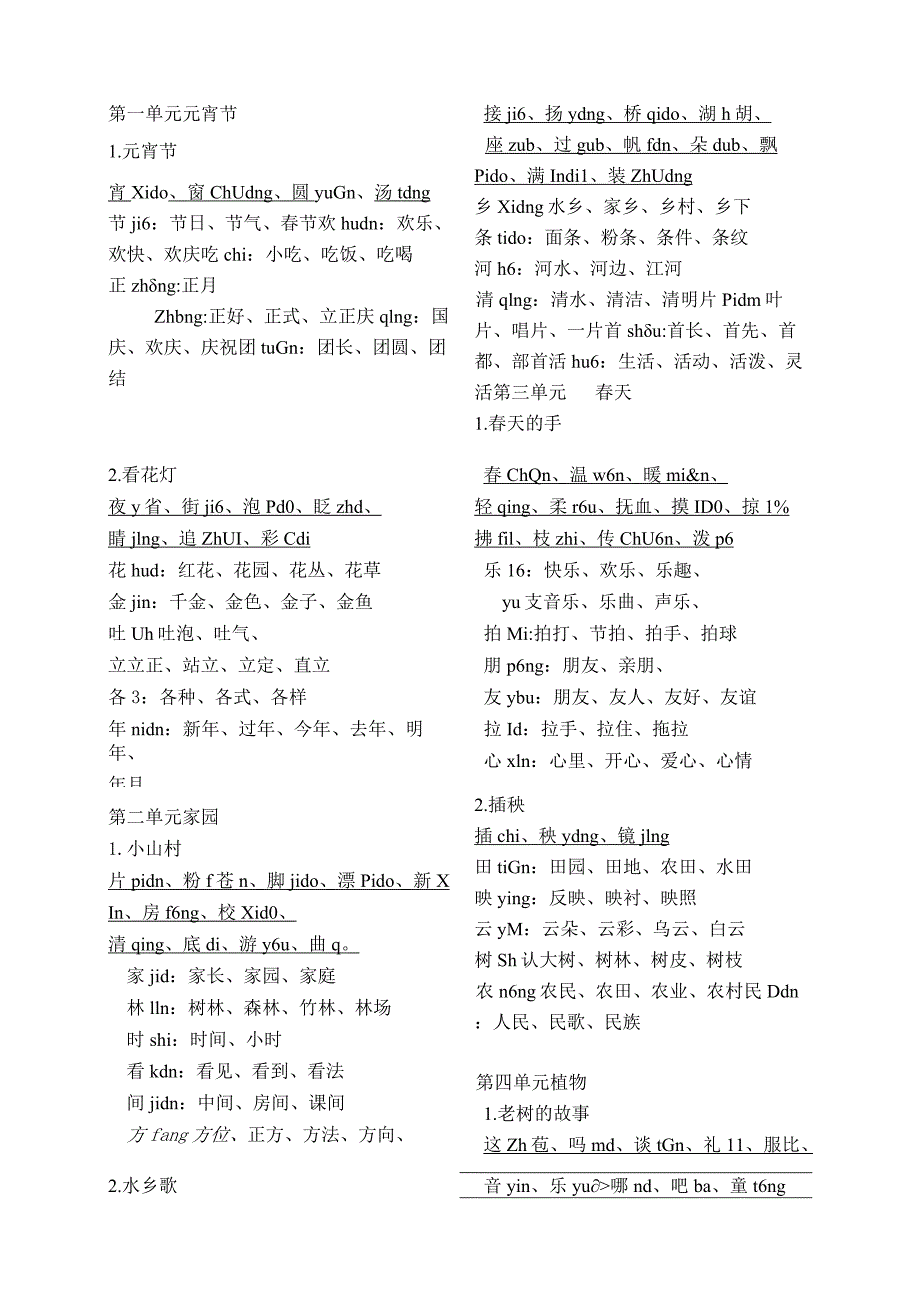 第一单元 元宵节 知识点梳理汇总.docx_第1页