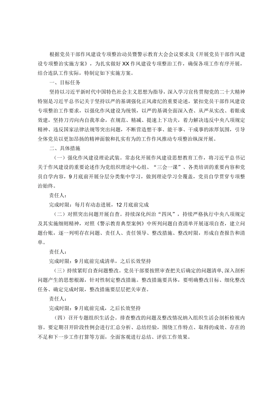 开展党员干部作风建设专项整治实施方案.docx_第1页