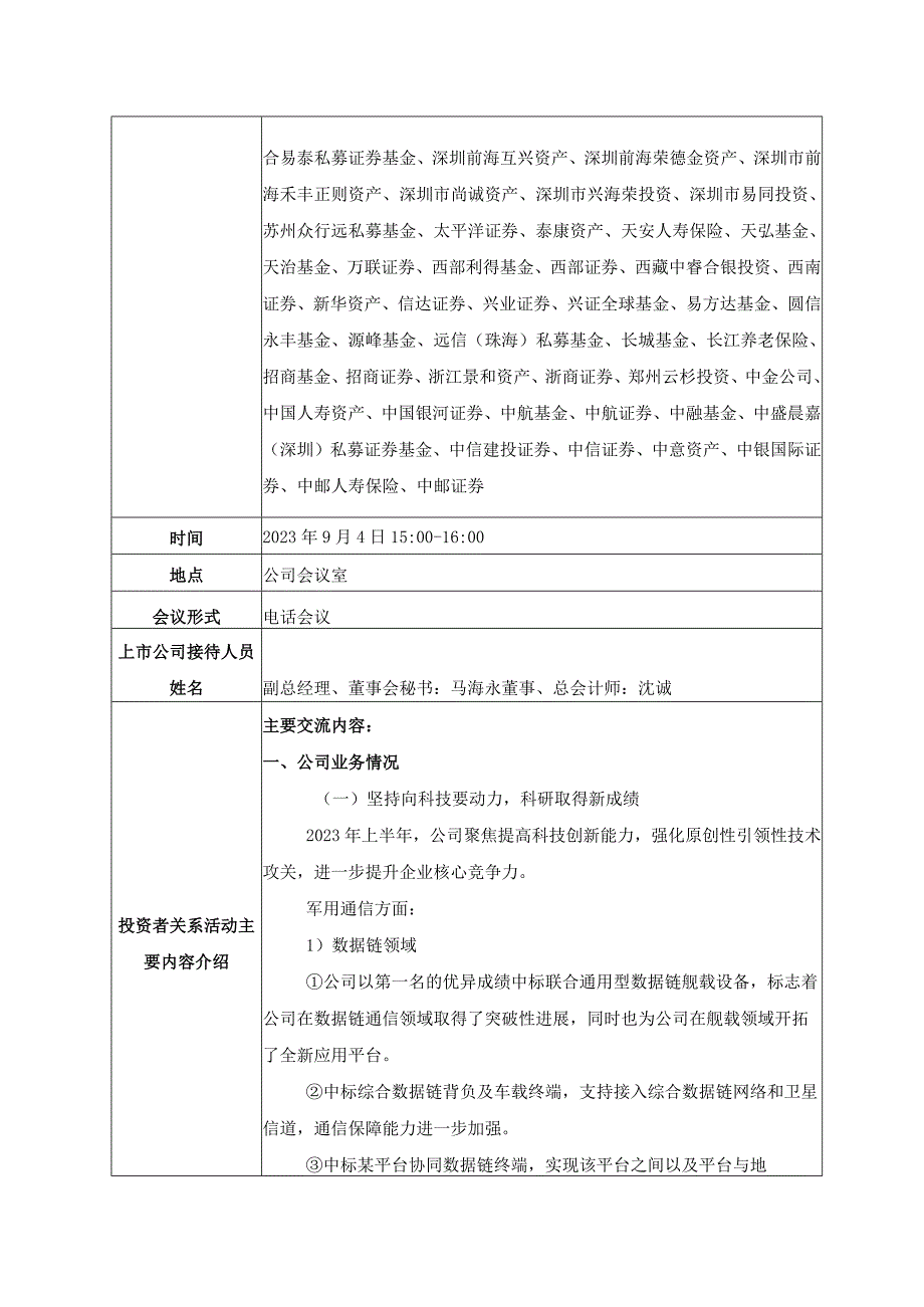 证券代码603712证券简称七一二天津七一二通信广播股份有限公司投资者关系活动记录表.docx_第2页