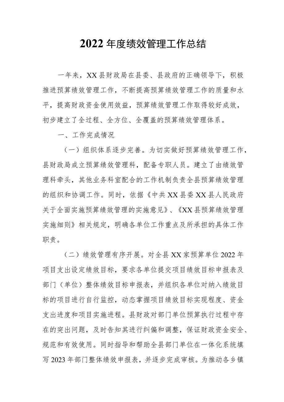 2022年度绩效管理工作总结.docx_第1页