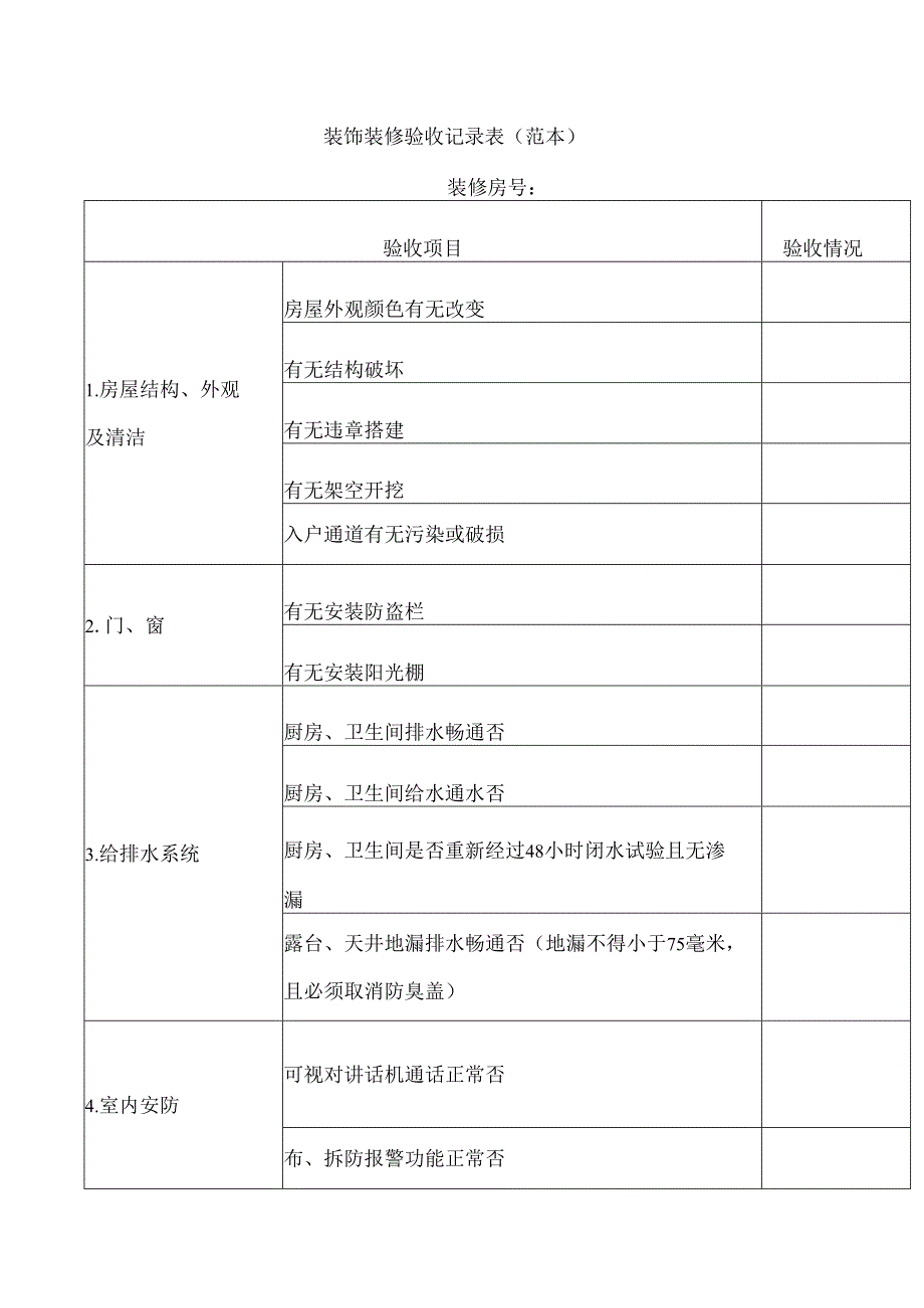 装饰装修验收记录表.docx_第1页