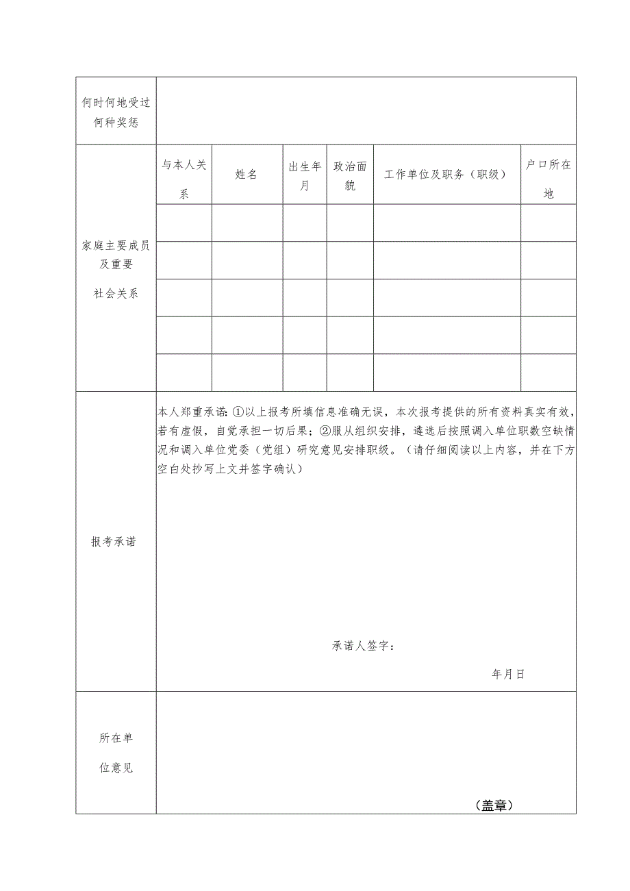 重庆市万州区2023年度面向万达开地区公开遴选公务员报名推荐表.docx_第2页