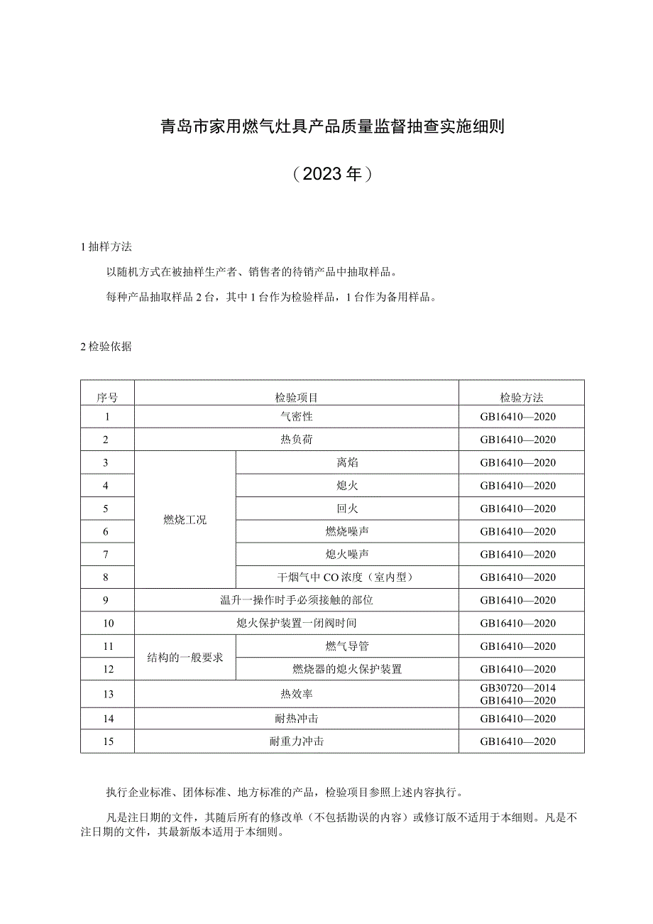 青岛市家用燃气灶具产品质量监督抽查实施细则2023年.docx_第1页