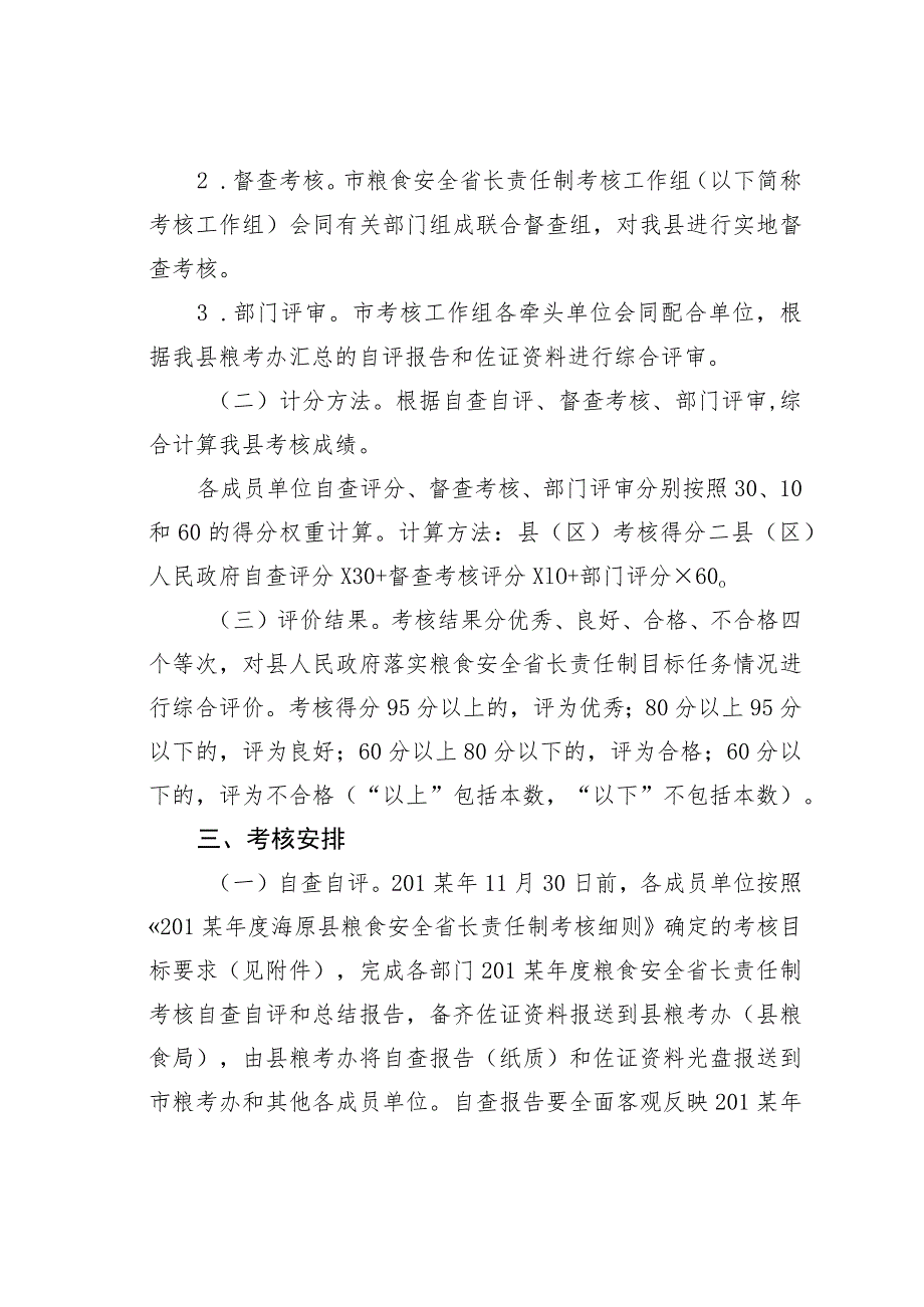 某某县粮食安全省长责任制考核工作方案.docx_第2页