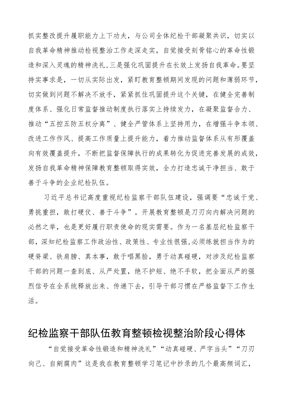 纪检干部队伍教育整顿检视整治阶段心得体会八篇.docx_第2页