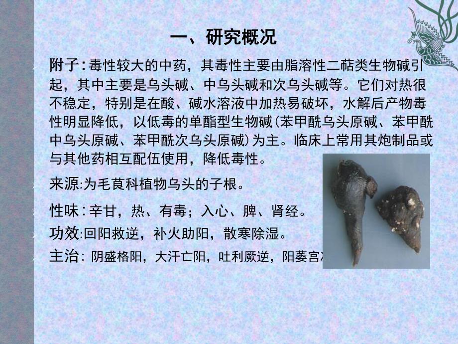 附子与白芍配伍减毒的有效成分研究.ppt_第2页