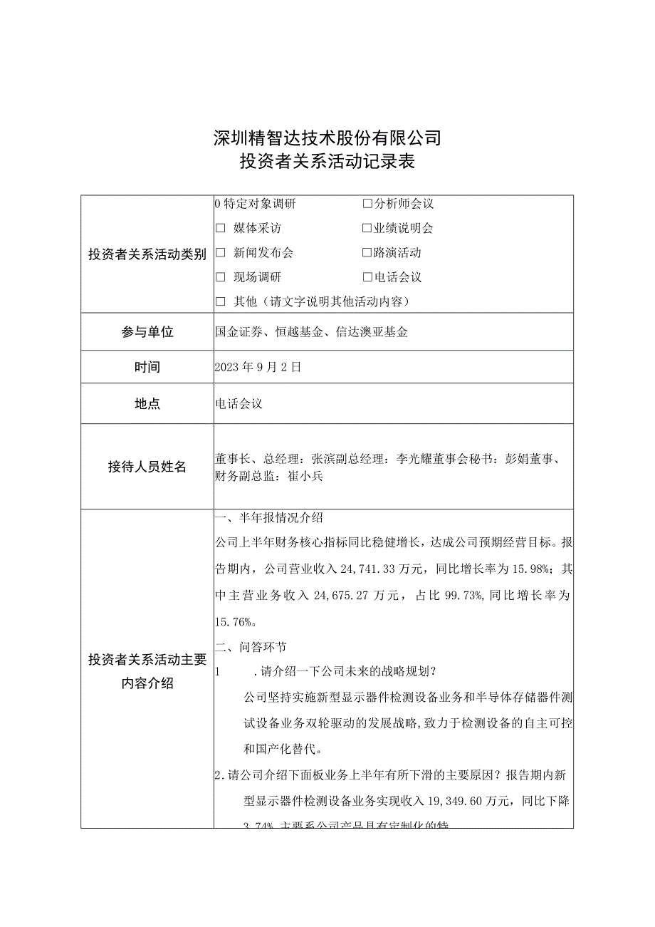 证券代码688627证券简称精智达深圳精智达技术股份有限公司投资者关系活动记录表.docx_第1页