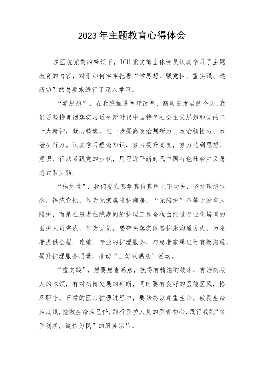 (五篇)医院党支部书记关于2023年主题教育的心得体会.docx_第3页