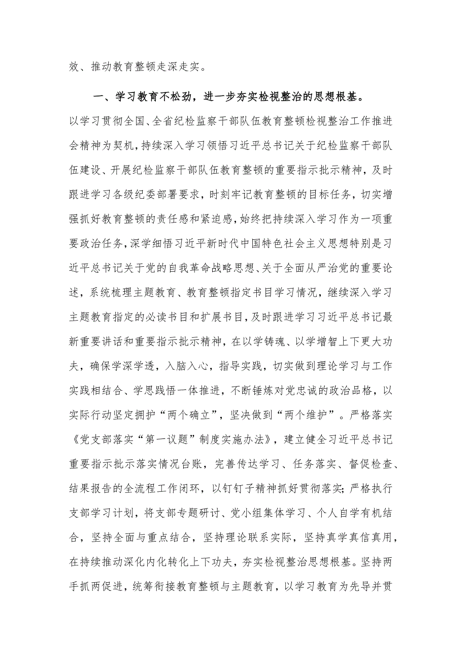 关于在传达学习贯彻教育整顿检视整治工作推进会精神发言稿范文.docx_第2页