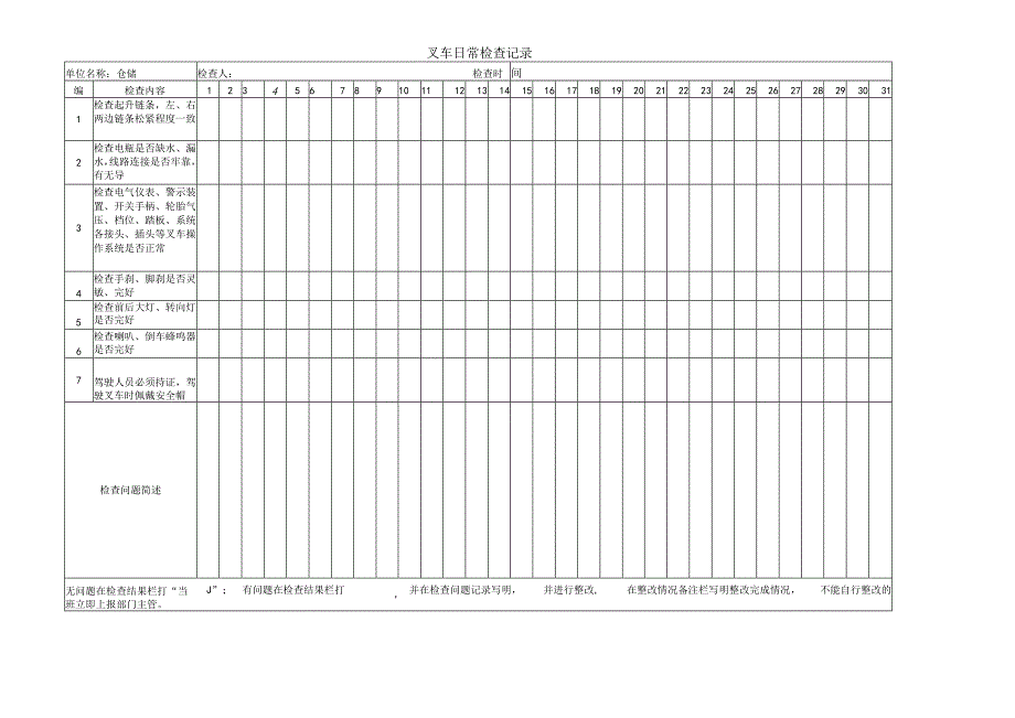 叉车日常检查记录.docx_第1页