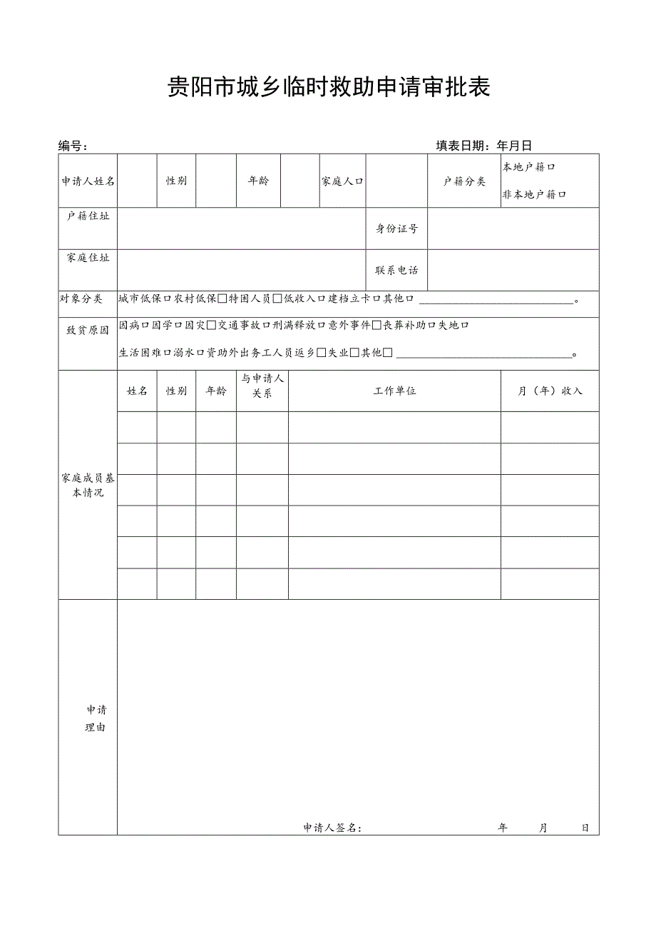 贵阳市城乡临时救助申请审批表.docx_第1页