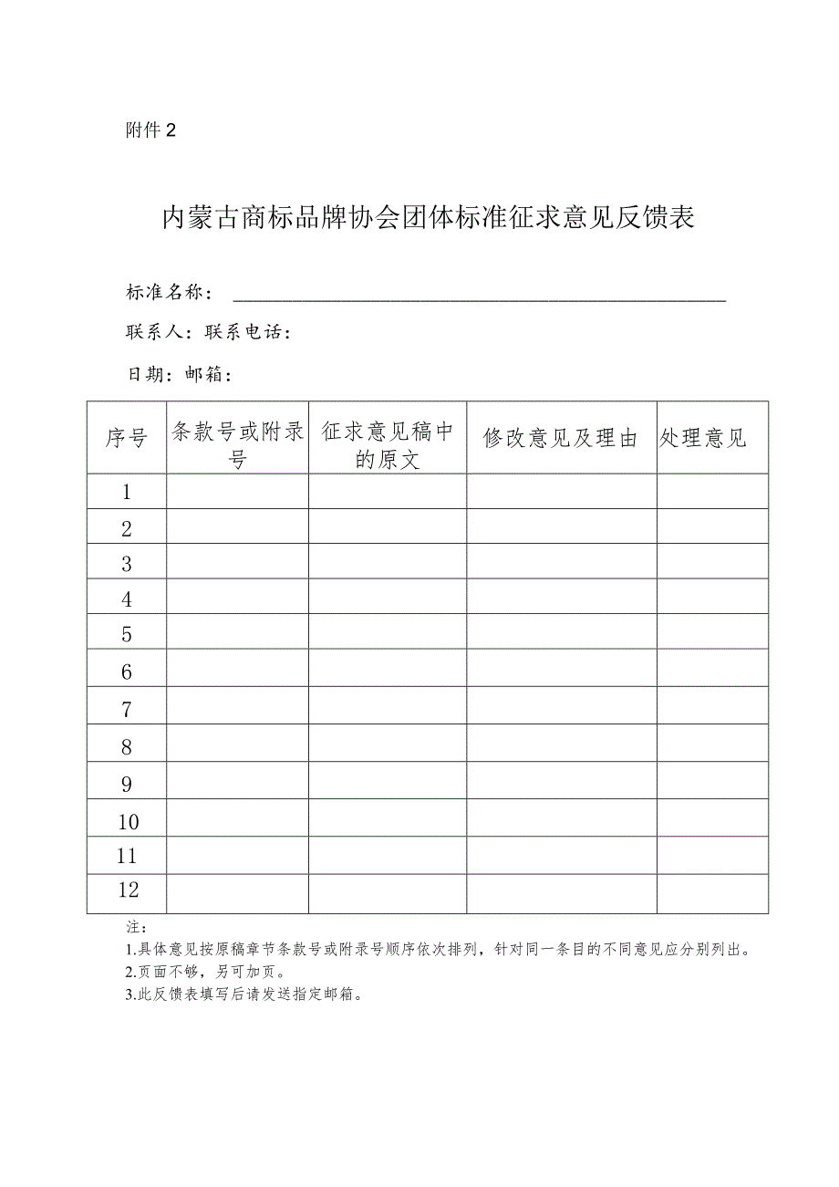 内蒙古商标品牌协会团体标准征求意见反馈表.docx_第1页