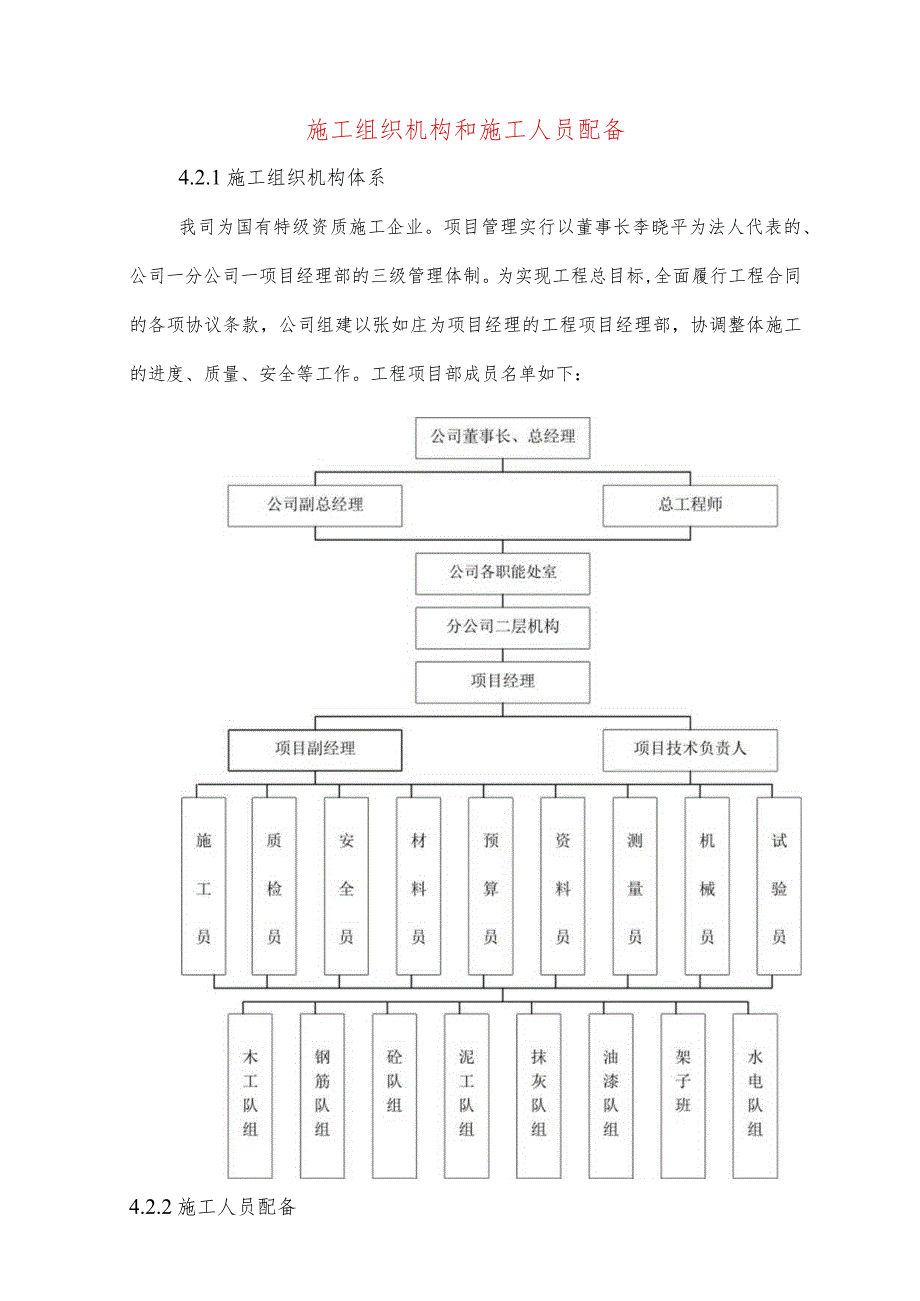 施工组织机构和施工人员配备.docx_第1页