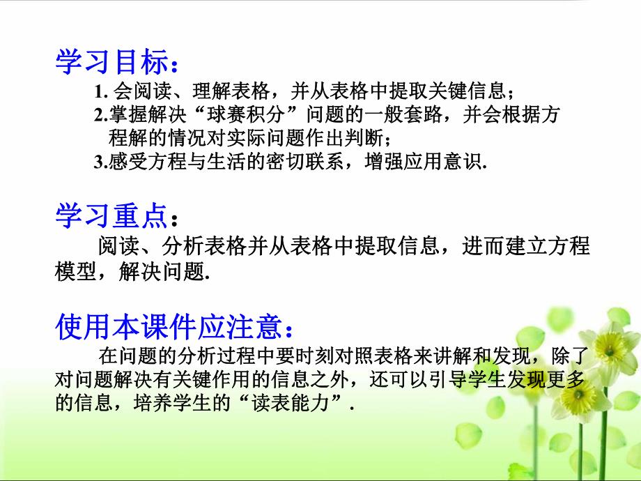 3.4.2实际问题与一元一次方程探究2：球赛积分表问题.ppt_第2页