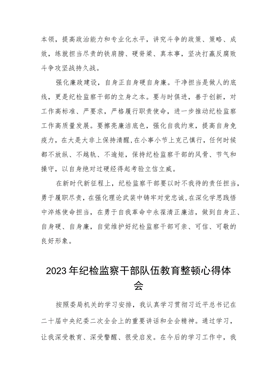 2023纪检干部队伍教育整顿的心得体会(5篇).docx_第2页