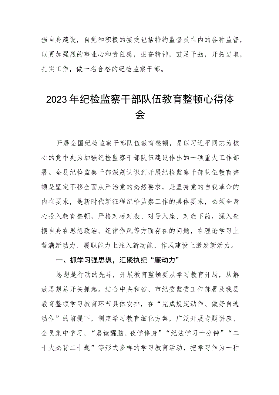 2023全国纪检监察干部队伍教育整顿的心得体会(五篇).docx_第3页