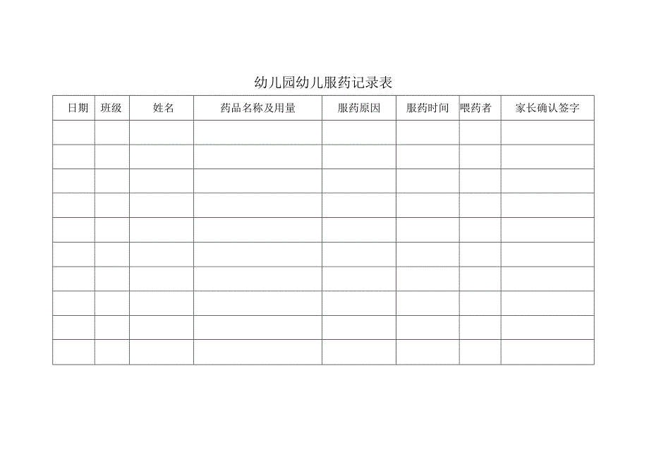 幼儿园幼儿服药记录表.docx_第1页