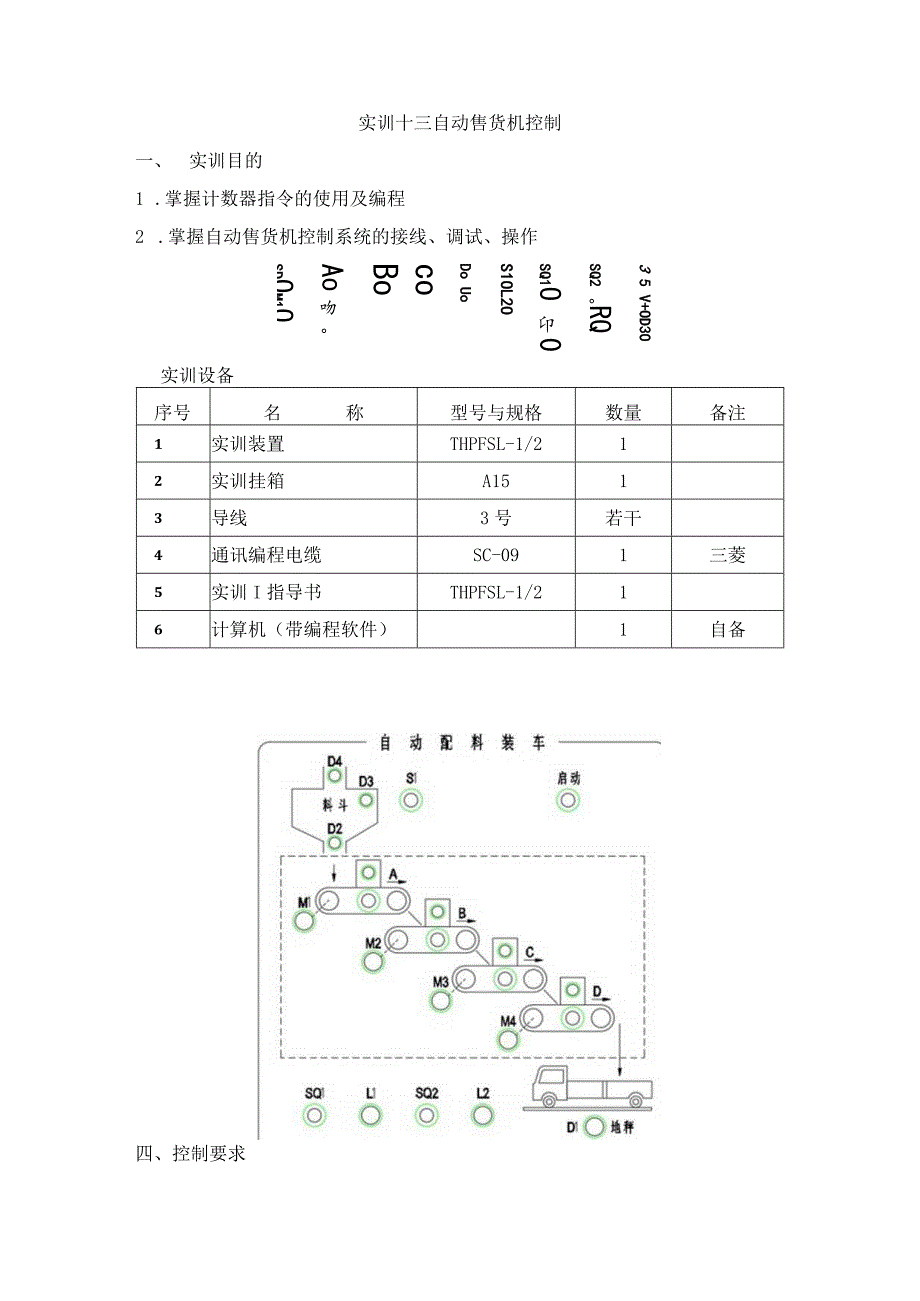 PLC基本技能实操——实训十三 自动售货机控制.docx_第1页