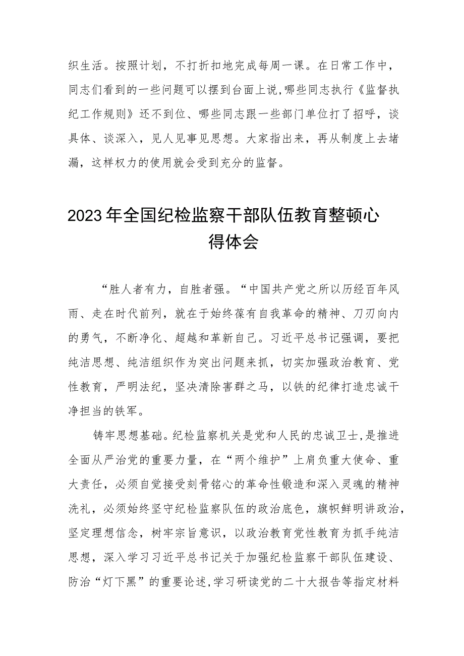 关于2023纪检监察干部队伍教育整顿的心得体会(10篇).docx_第3页