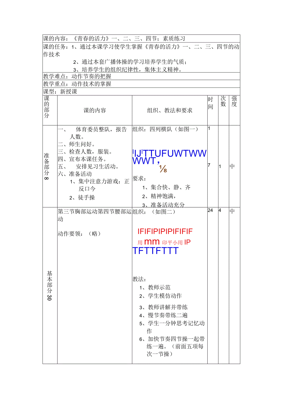 七年级下学期体育掌握青春的活力技术素质练习教案.docx_第1页