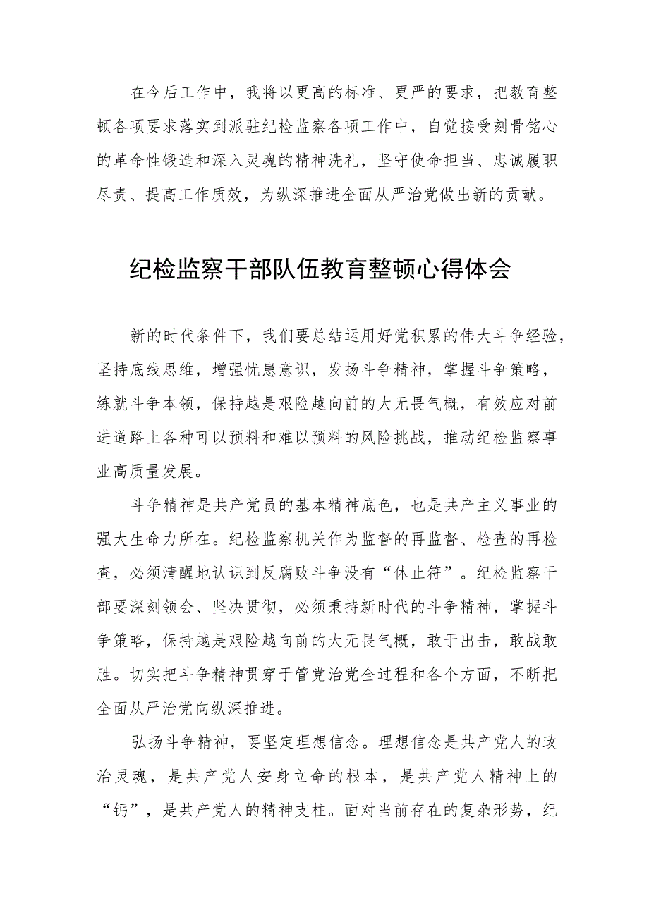 (五篇)2023纪检监察干部队伍教育整顿心得体会发言稿.docx_第3页