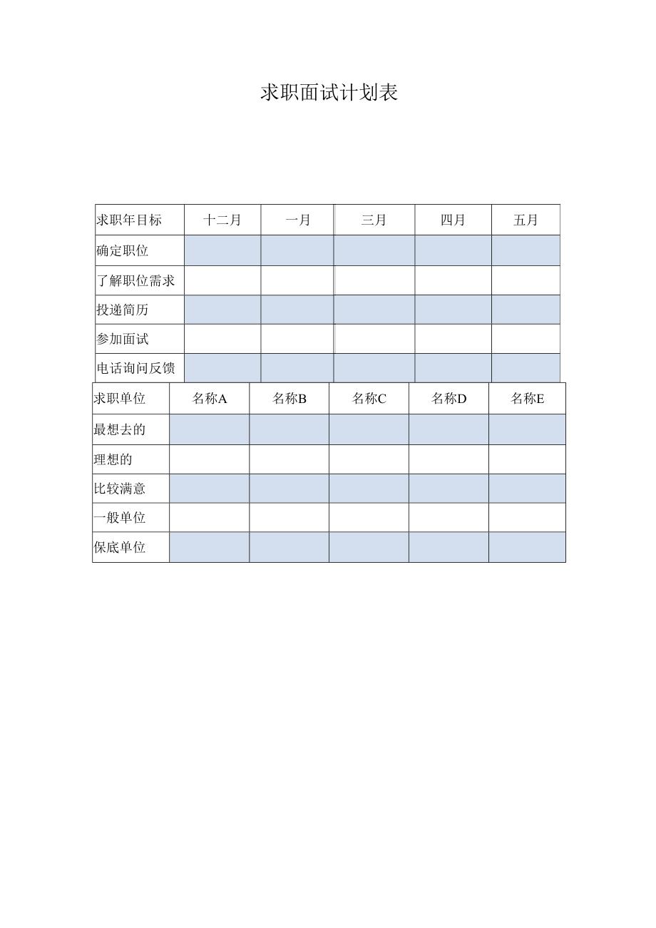 求职面试计划表.docx_第1页