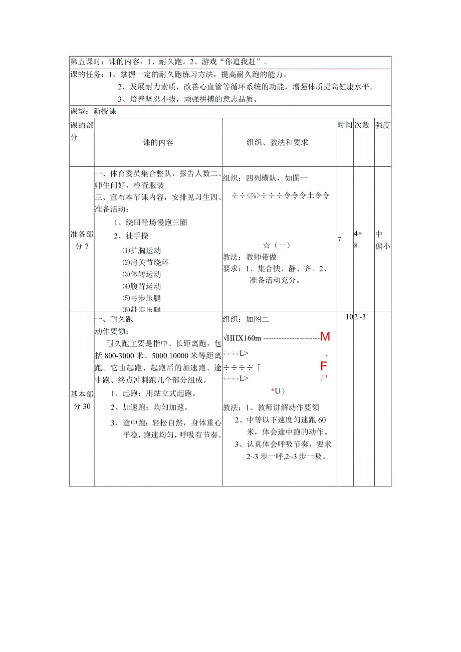 七年级下学期体育第五课时耐久跑教案.docx_第1页