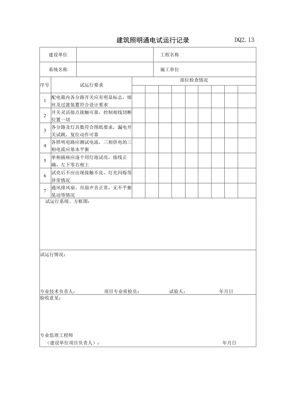 DQ2.13 建筑照明通电试运行记录.docx_第1页