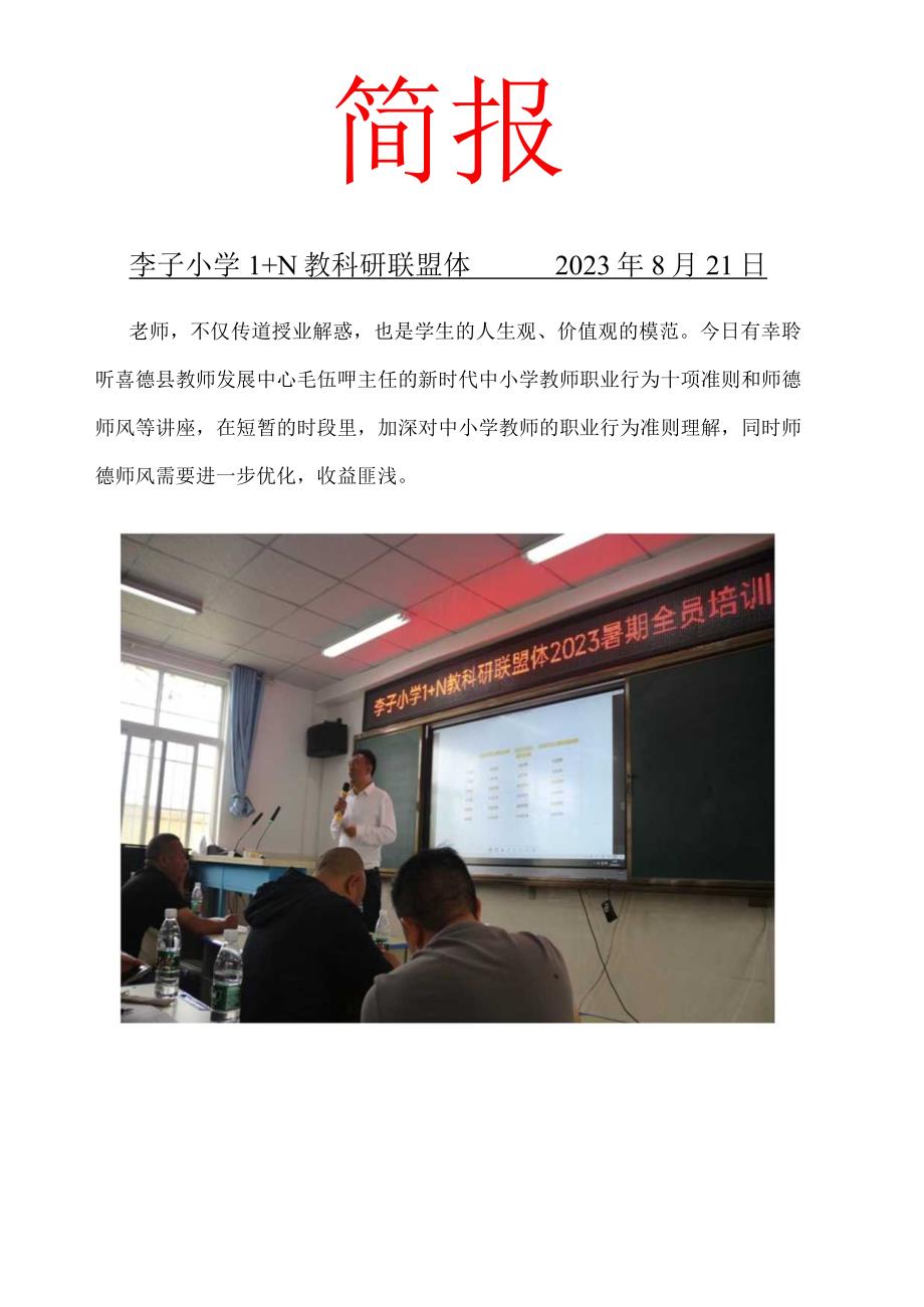 李子小学1+N教科研联盟体2023暑期全员培训简报之其二.docx_第1页