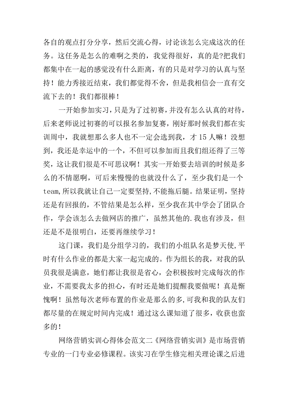 网络营销实训心得体会范文五篇.docx_第2页