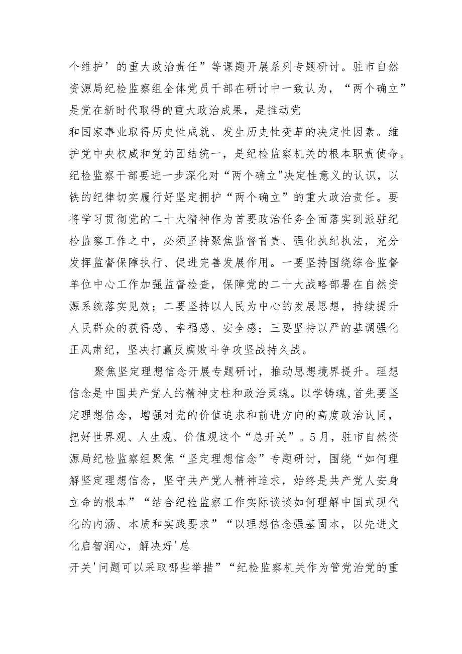 纪检组主题教育理论学习研讨交流情况汇报.docx_第2页