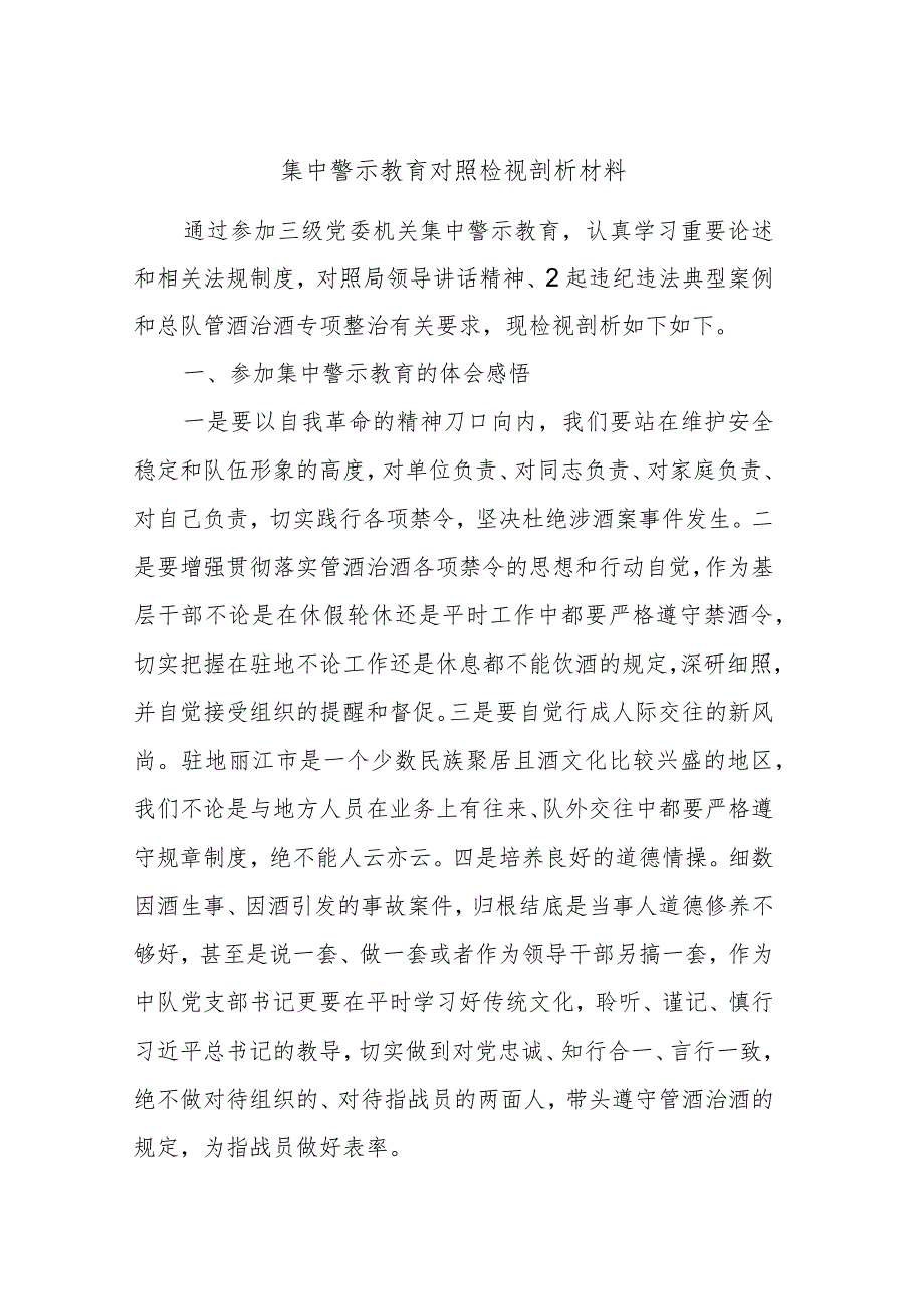 集中警示教育对照检视剖析材料 (6).docx_第1页