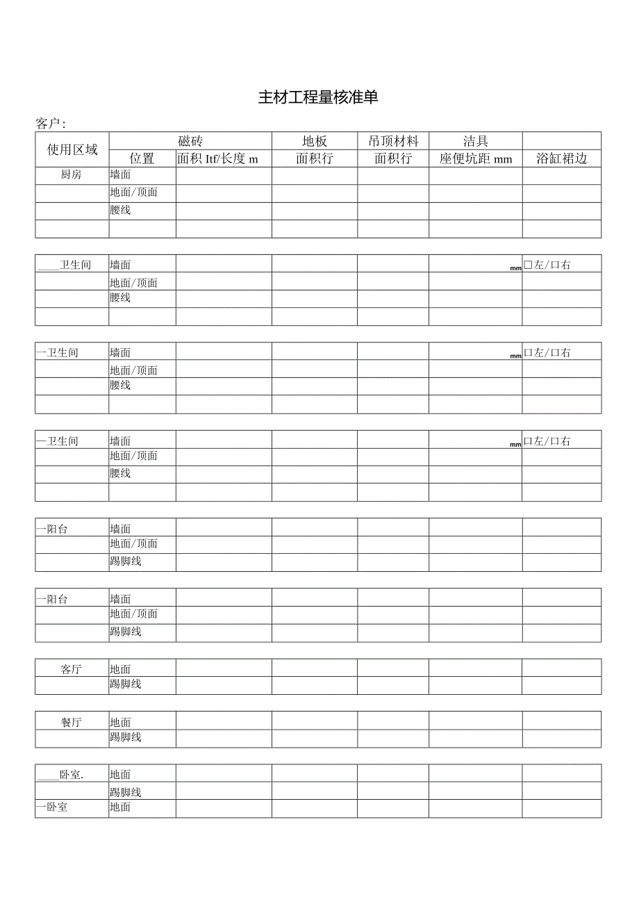 主材工程量核准单.docx_第1页