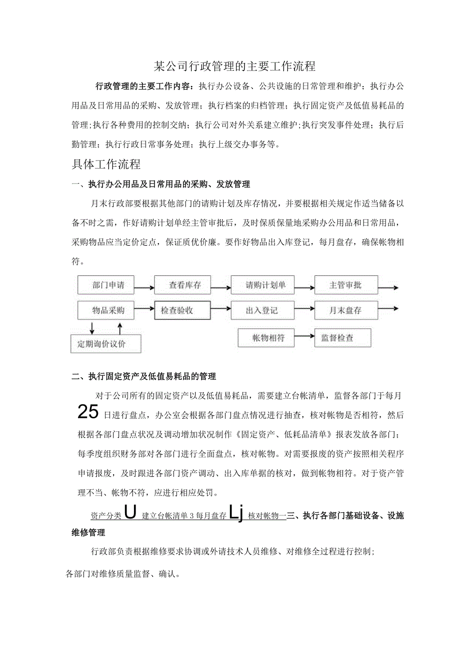 某公司行政管理的主要工作流程.docx_第1页