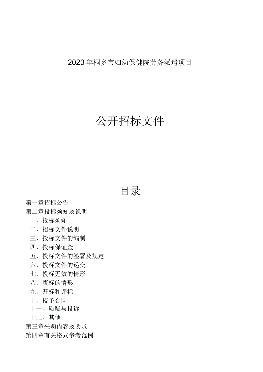 2023年妇幼保健院劳务派遣项目招标文件.docx_第1页