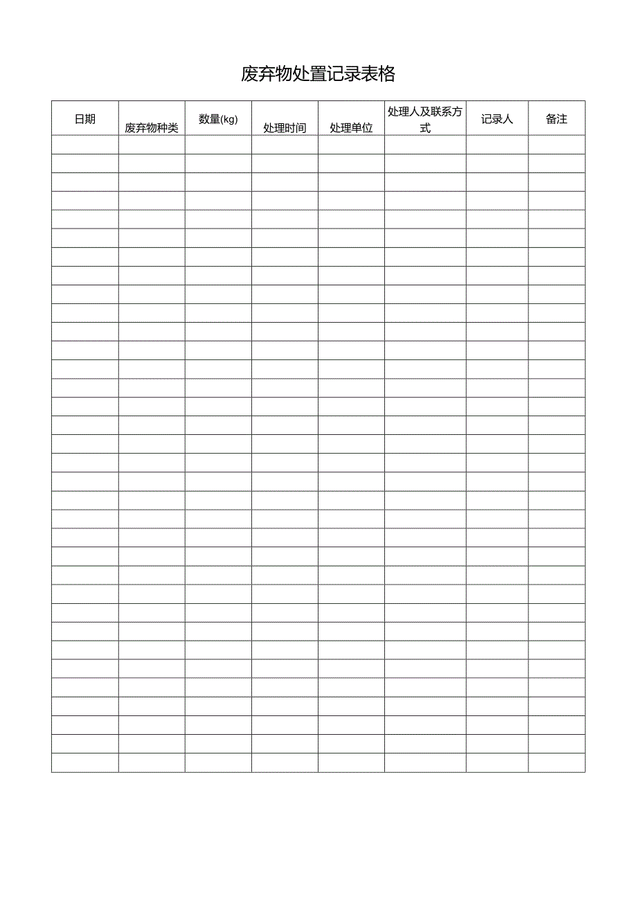 废弃物处置记录表格.docx_第1页