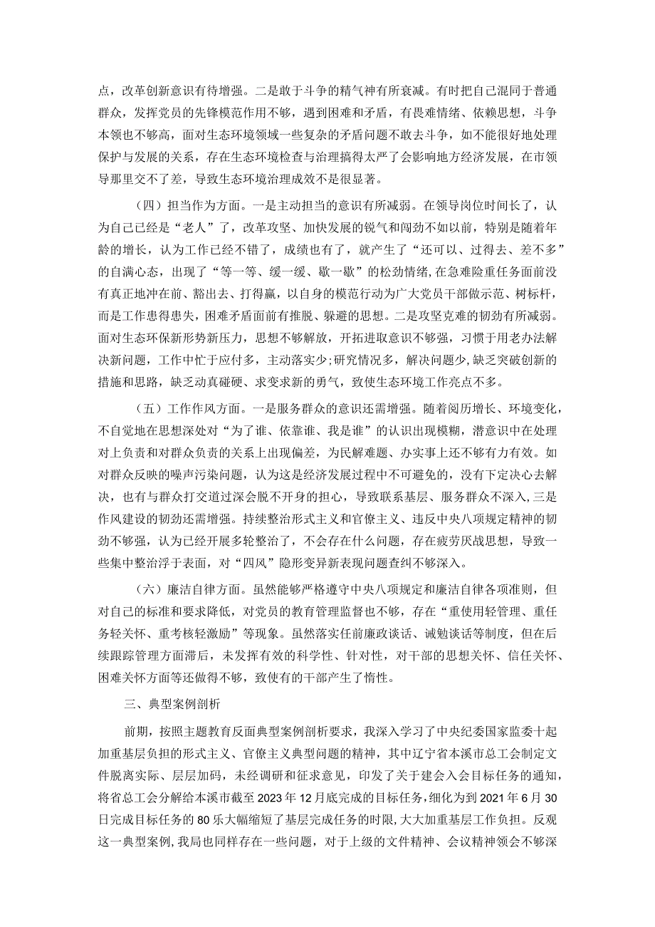 市生态环境局党组书记主题教育专题民主生活会对照检查发言提纲.docx_第2页