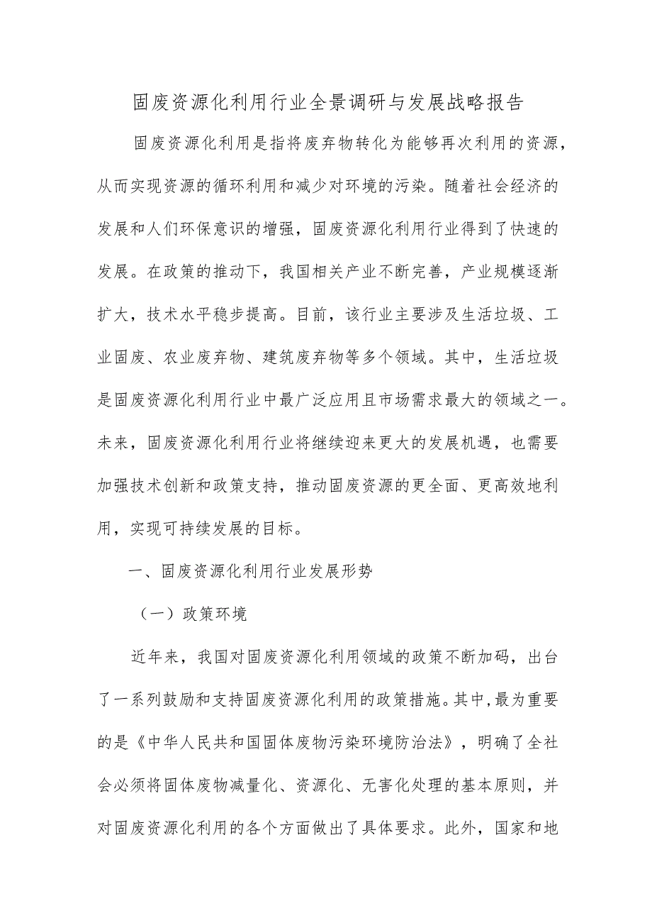 固废资源化利用行业全景调研与发展战略报告.docx_第1页