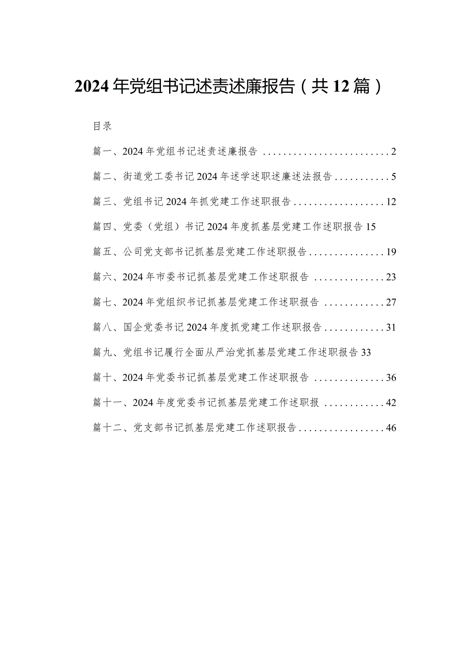 2024年党组书记述责述廉报告（共12篇）.docx_第1页