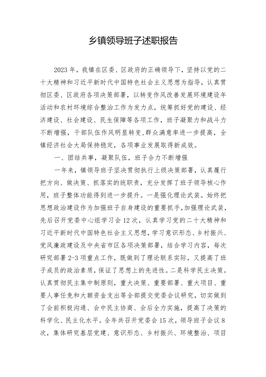 乡镇领导班子述职报告.docx_第1页