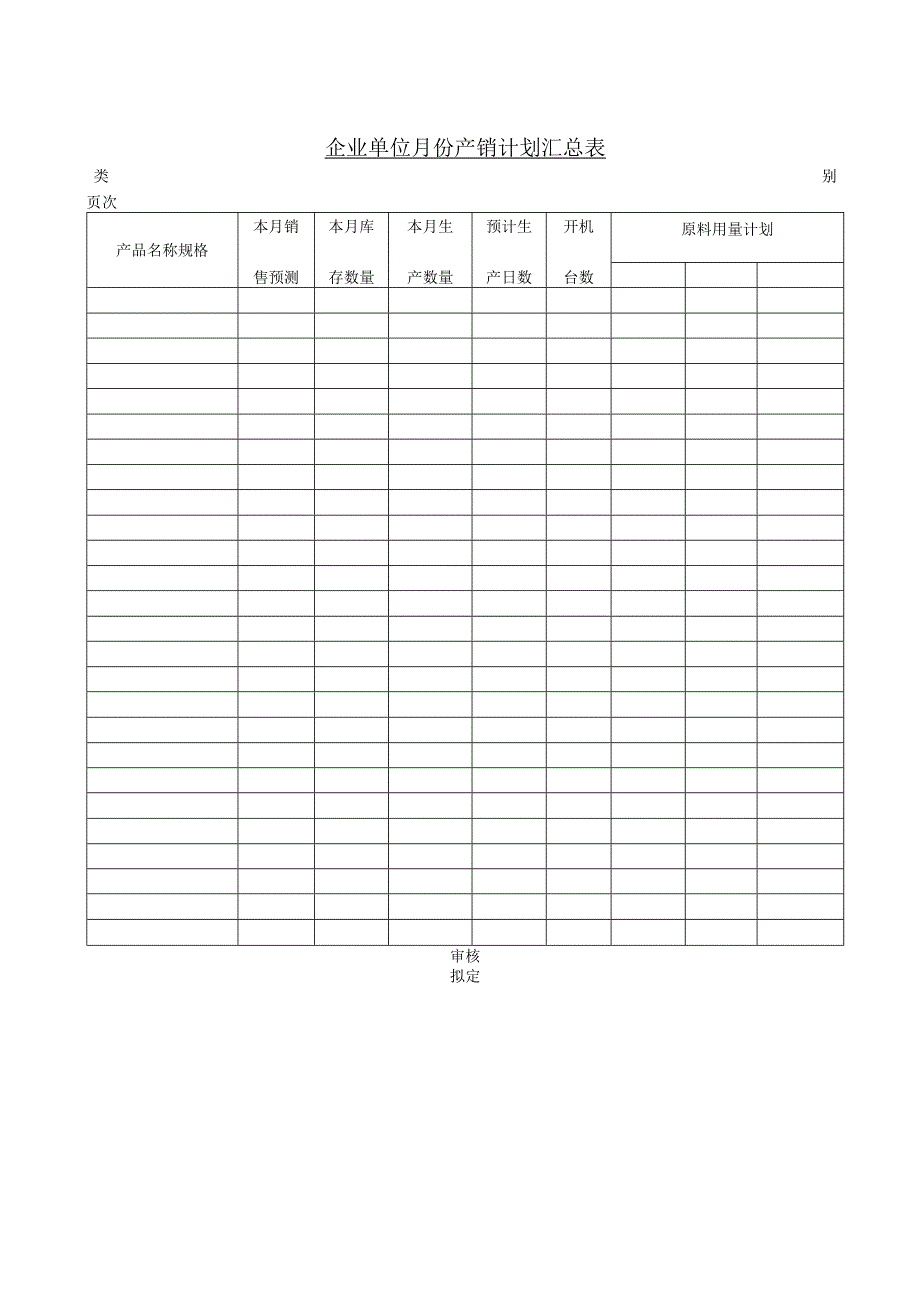 企业单位月份产销计划汇总表.docx_第1页
