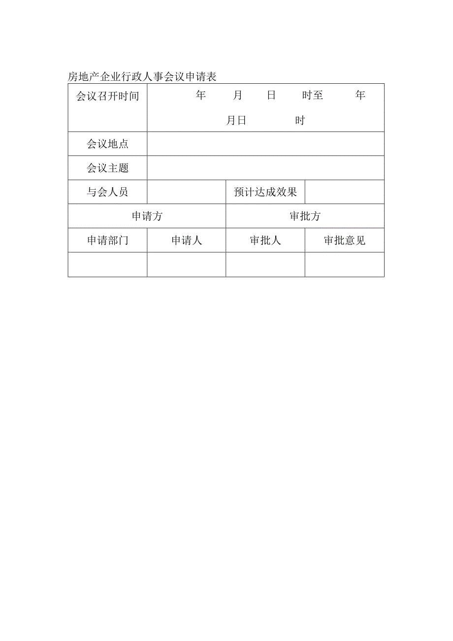 房地产企业行政人事会议申请表.docx_第1页