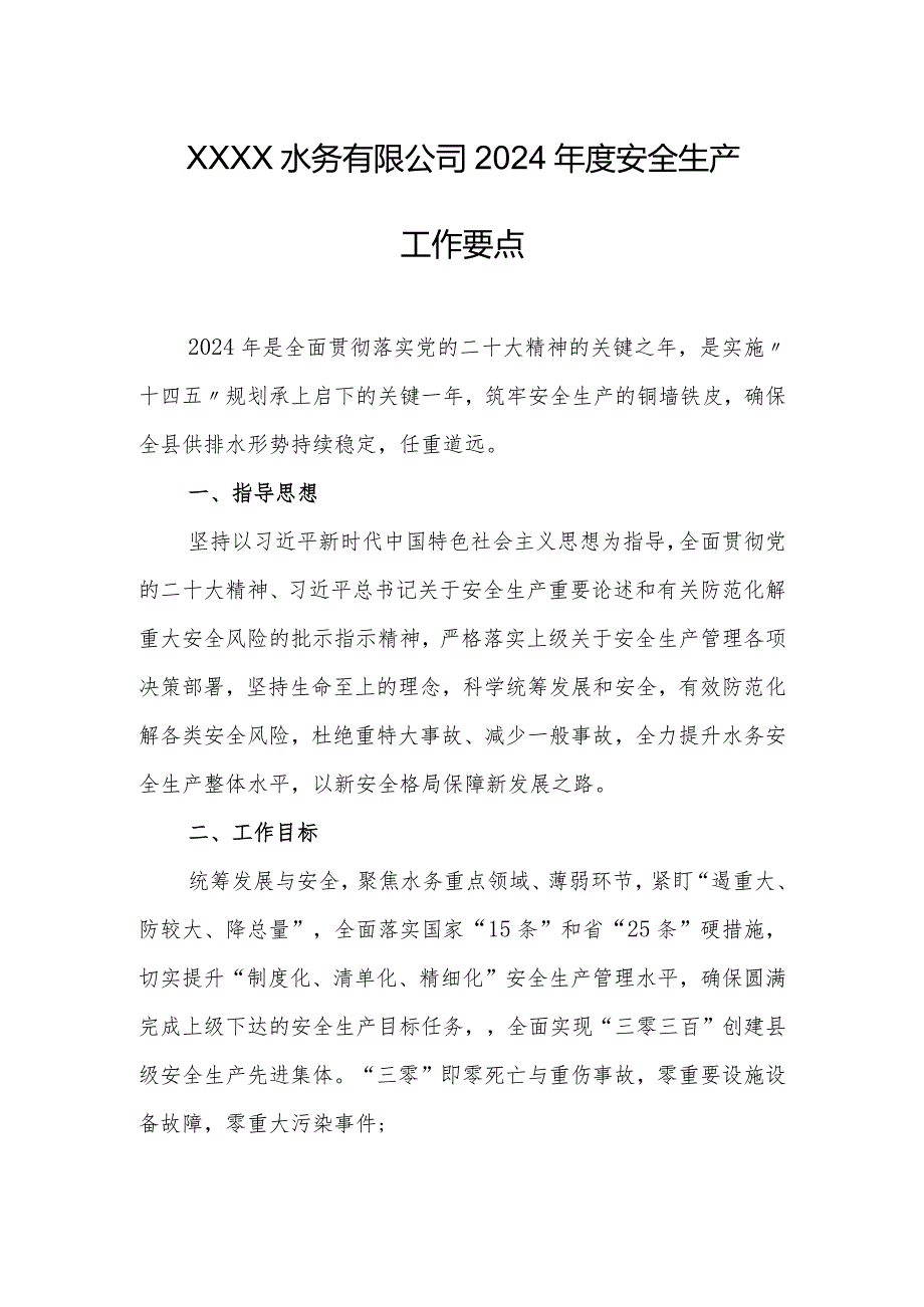 水务有限公司2024年度安全生产工作要点.docx_第1页