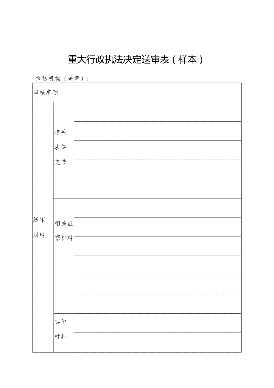 重大行政执法决定送审表样本.docx_第1页