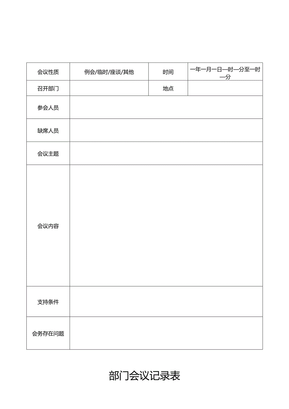 部门会议记录表.docx_第1页