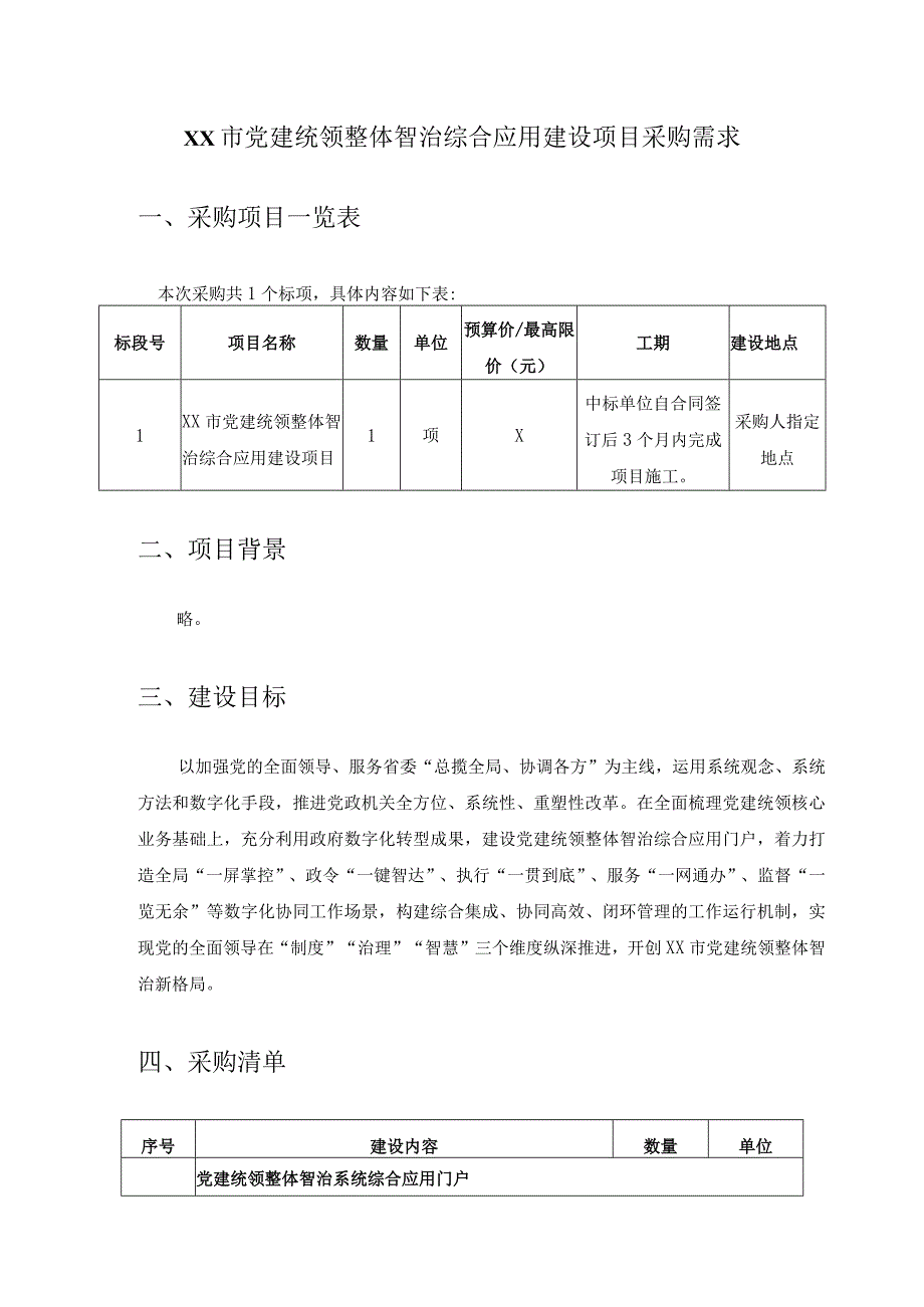 XX市党建统领整体智治综合应用建设项目采购需求.docx_第1页