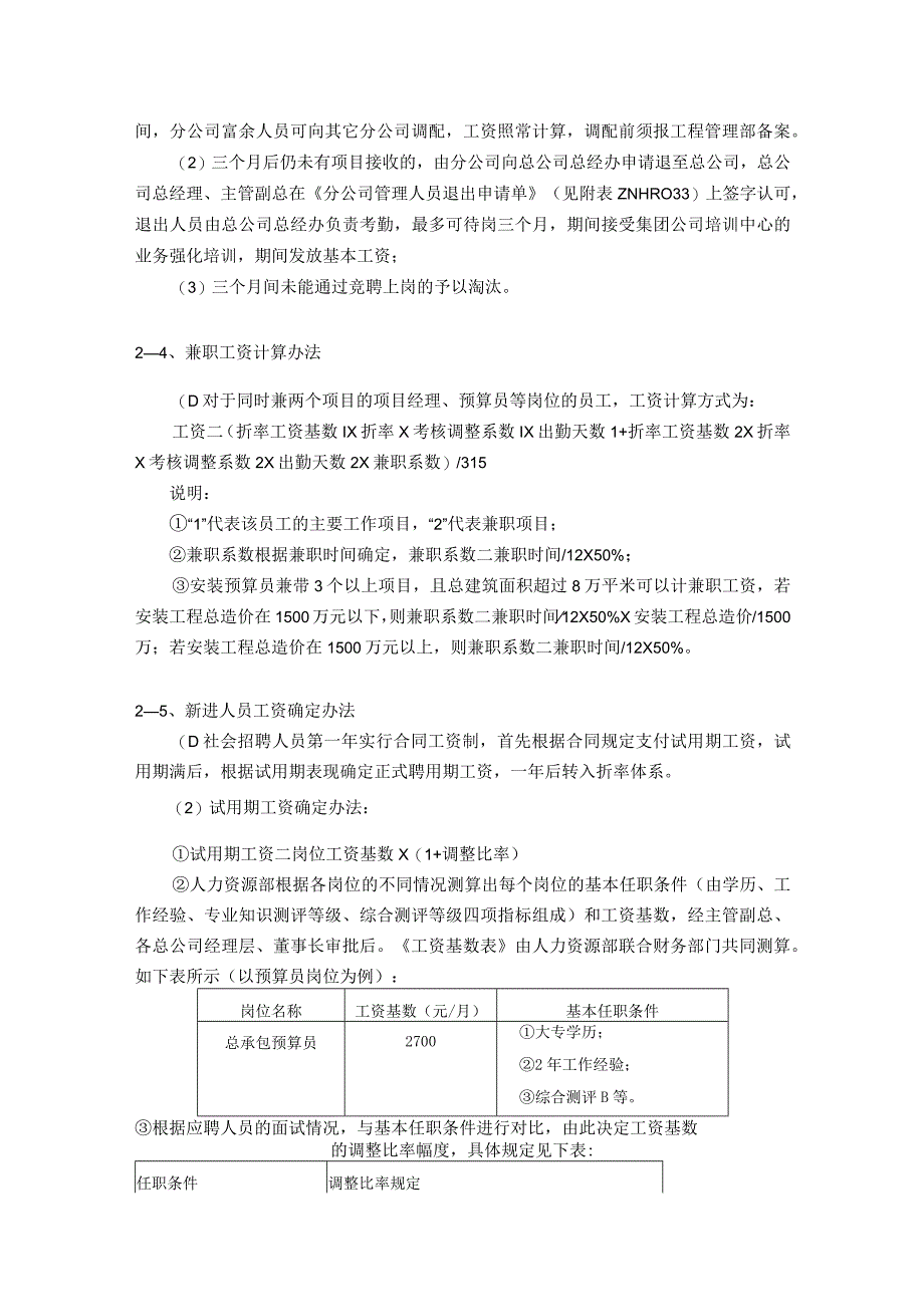 房地产公司总承包项目人力资源薪资管理规定.docx_第2页