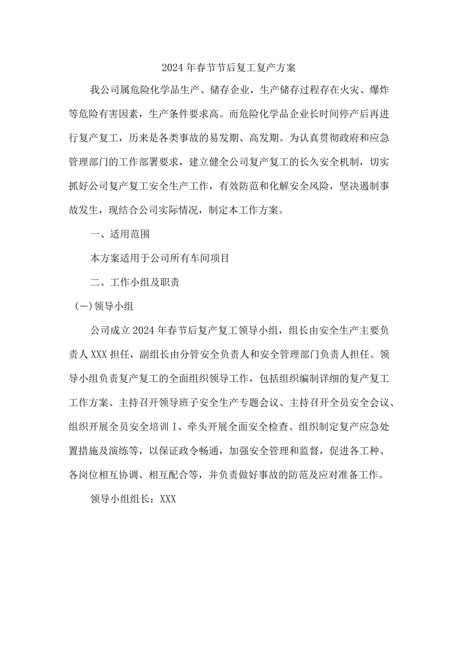 2024年建筑施工企业春节节后复工复产专项方案 合计7份.docx_第1页