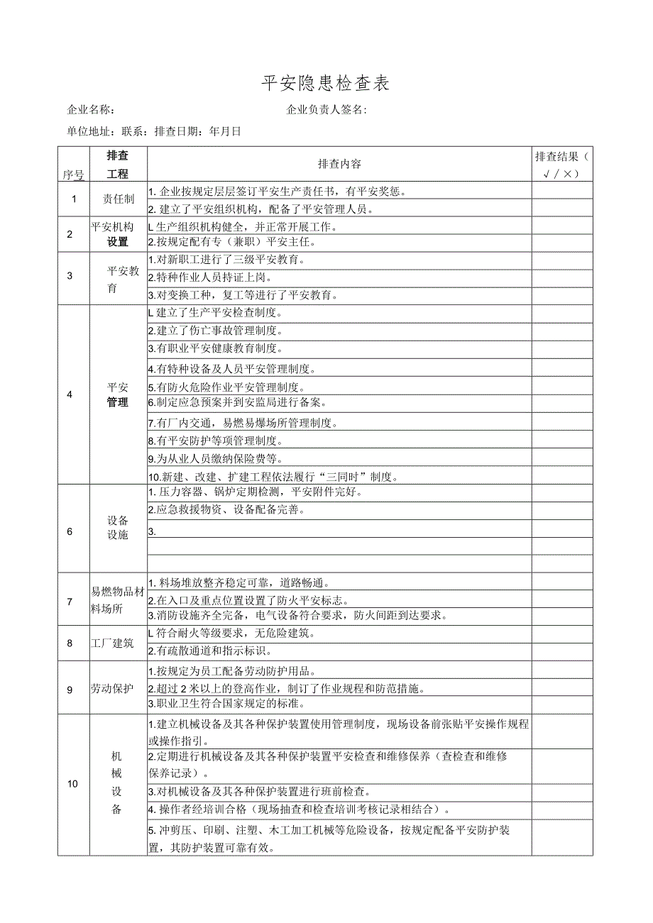 安全隐患检查表.docx_第1页