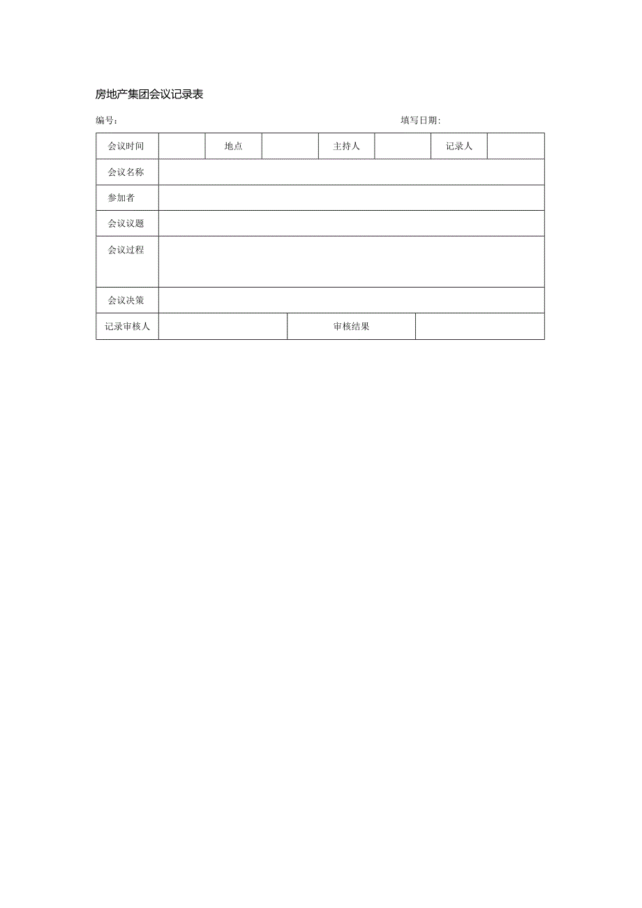 房地产集团会议记录表.docx_第1页